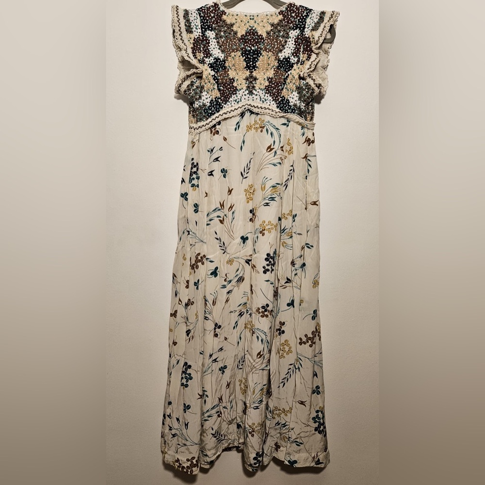 By Anthropologie Printed V-Neck Maxi Dress Gently Worn  Item - Picture 7 of 10